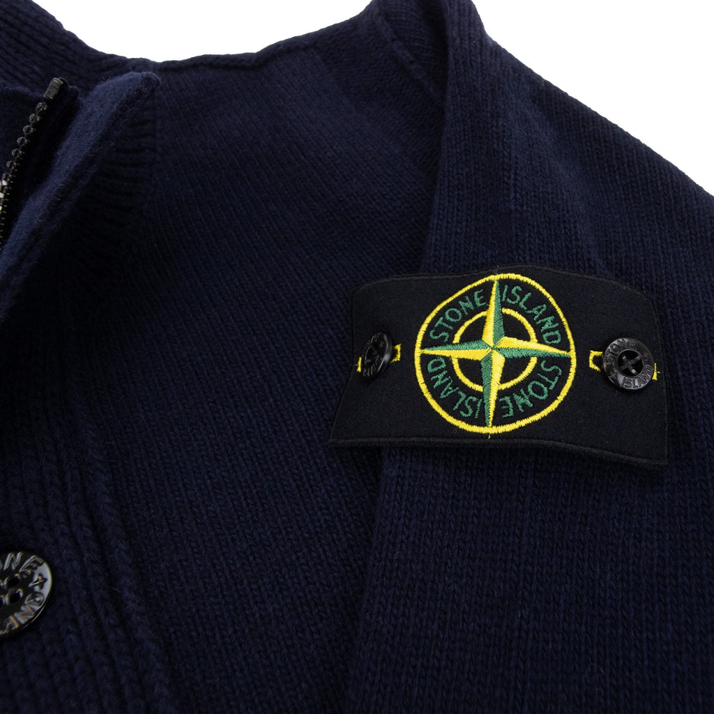 Stone Island 540a3 Half Zip Knit In Lambswool Pop Over Sweater Navy A0020