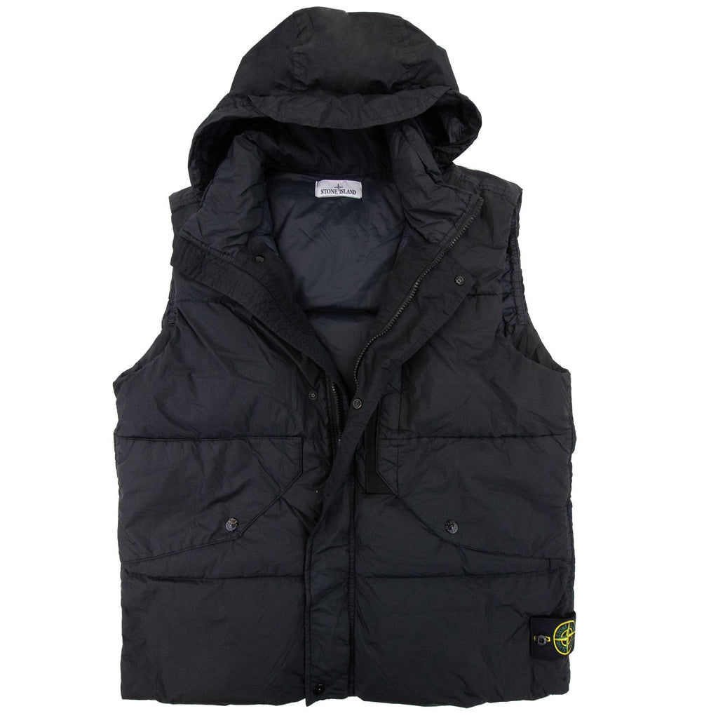 Stone Island G0423 Garment Dyed Crinkle Reps Down Gilet Black V0029