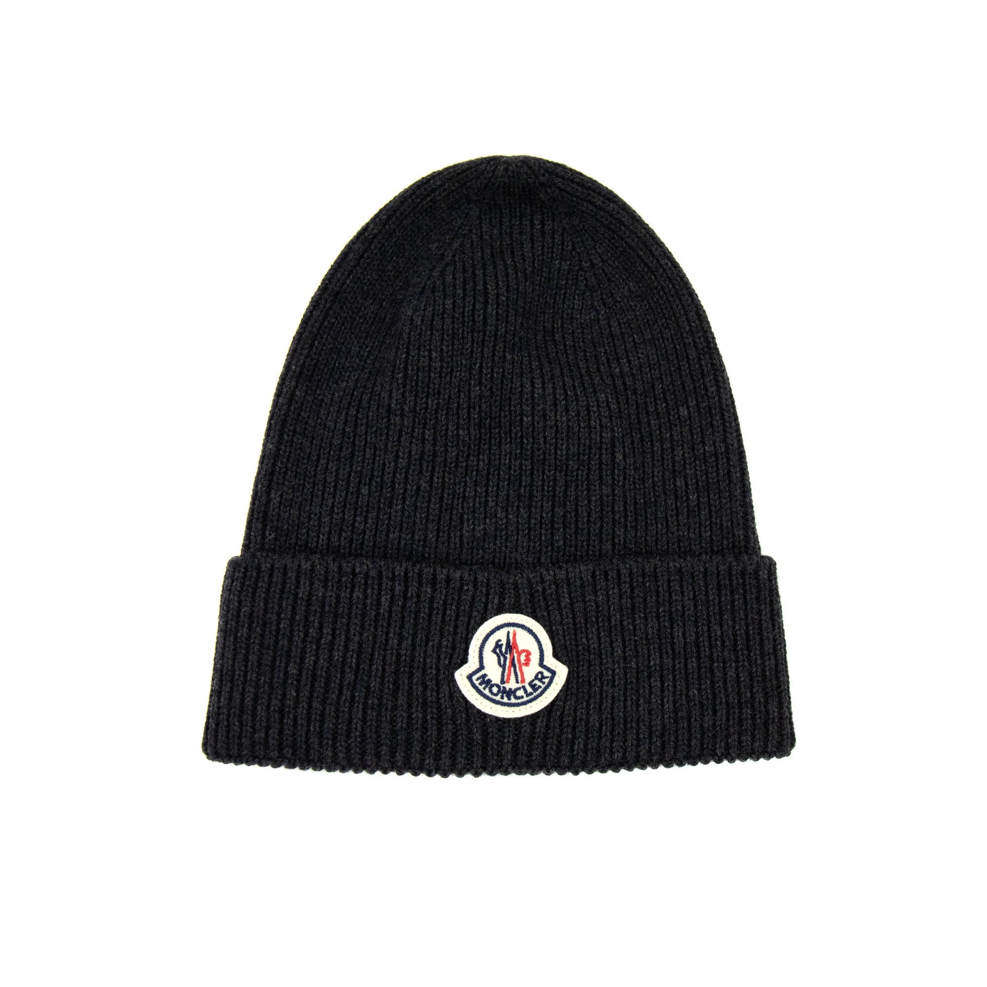 Moncler Wool Logo Beanie Dark Grey 998