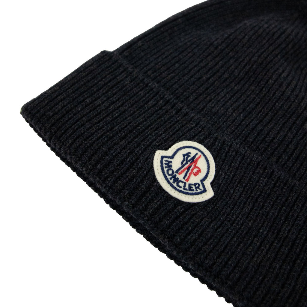 Moncler Wool Logo Beanie Dark Grey 998