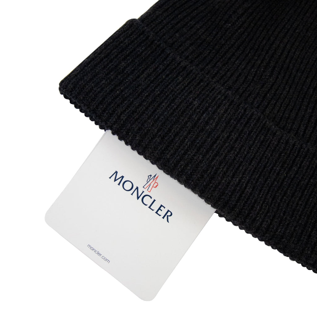 Moncler Wool Logo Beanie Dark Grey 998