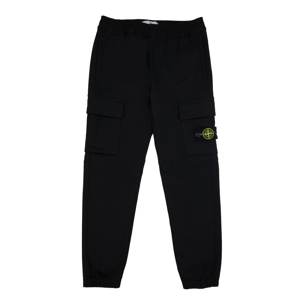 Stone Island Junior 30712 Stretch Cotton Nylon Cavalry Cargo Pants Black V0029