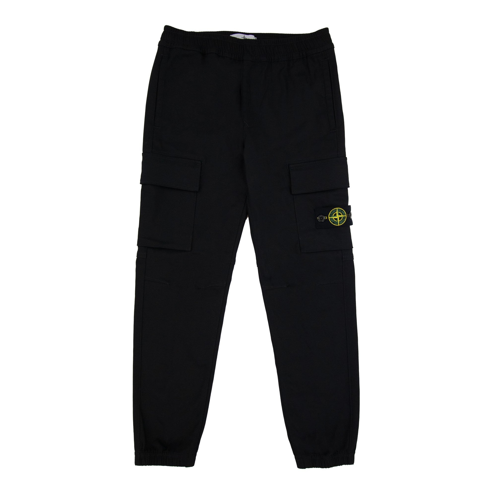 Stone Island Junior 30712 Stretch Cotton Nylon Cavalry Cargo Pants Black V0029