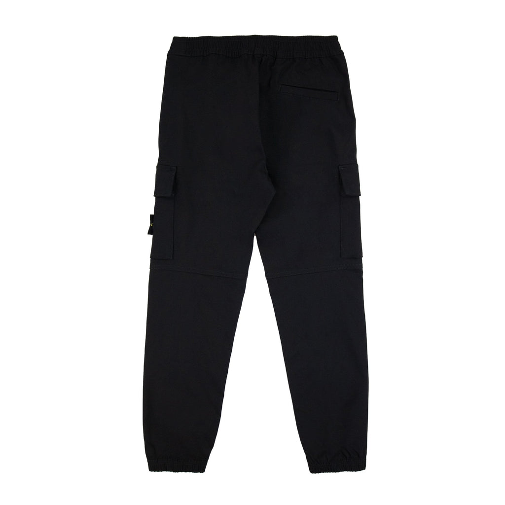 Stone Island Junior 30712 Stretch Cotton Nylon Cavalry Cargo Pants Black V0029