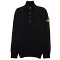 Stone Island 540a3 Half Zip Knit In Lambswool Pop Over Sweater Black V0029