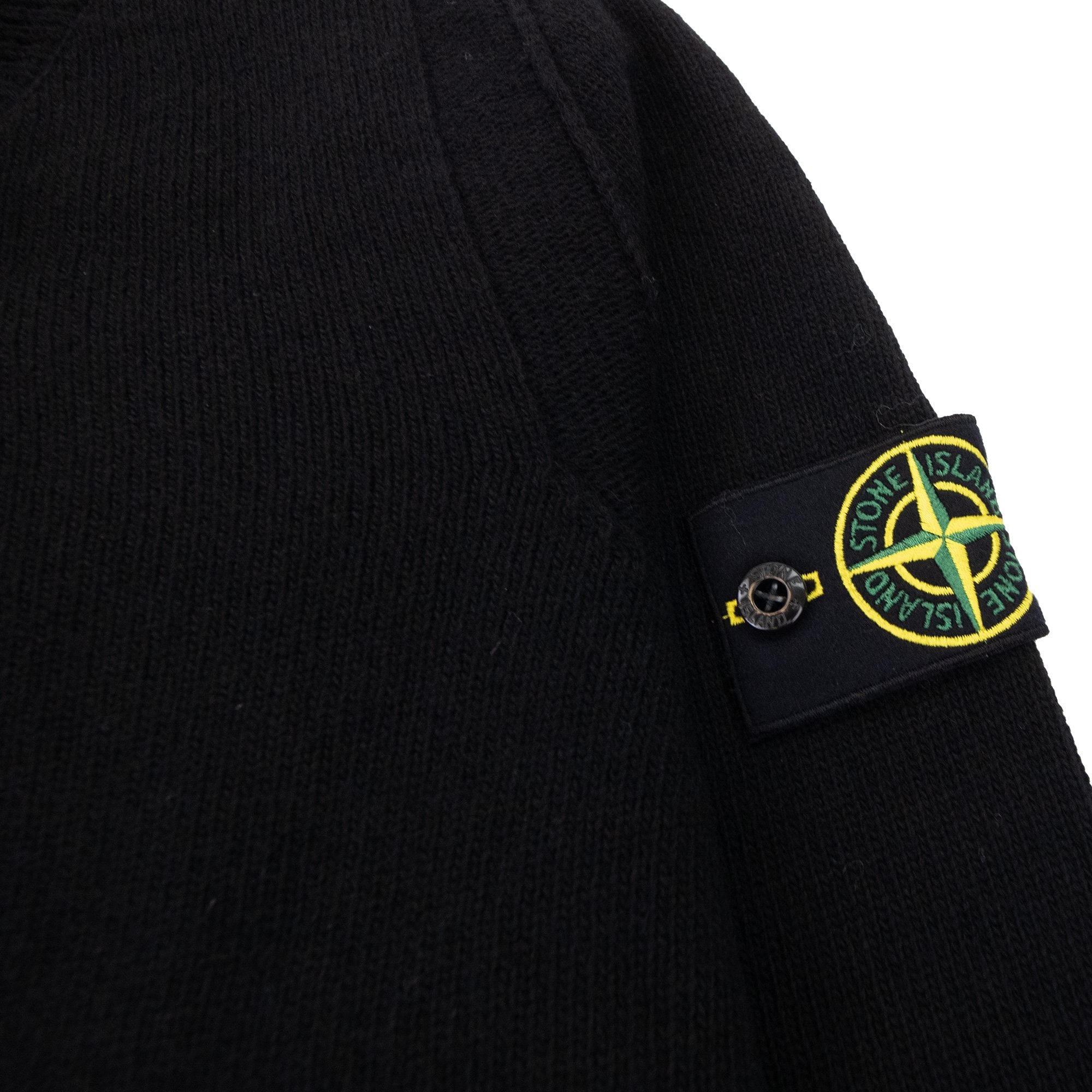 Stone Island 540a3 Half Zip Knit In Lambswool Pop Over Sweater Black V0029
