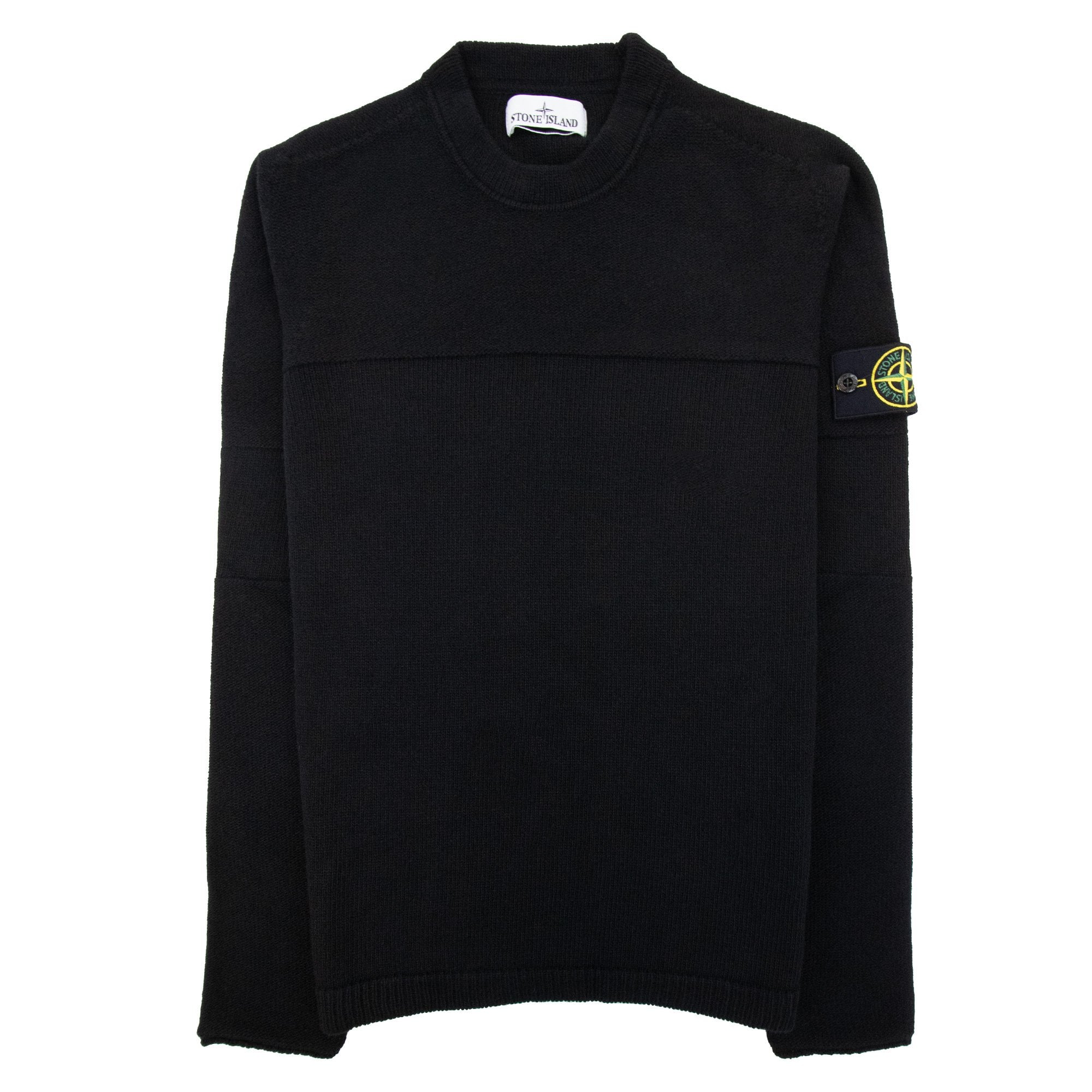 STONE  ブラックニット　XL 524A3 Stone Island 524a3 Ribbed Neckline Lambswool Knitted Sweatshirt