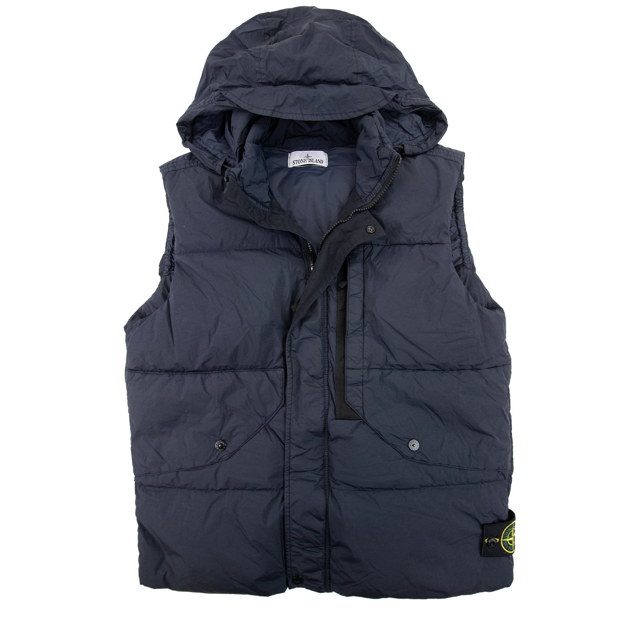 Stone Island G0423 Garment Dyed Crinkle Reps Down Gilet Navy V0020