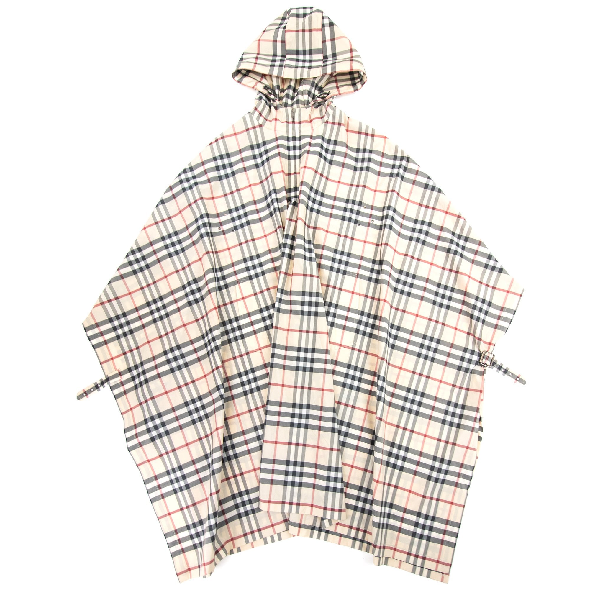 Burberry Woman Check Hoodied Poncho Camel