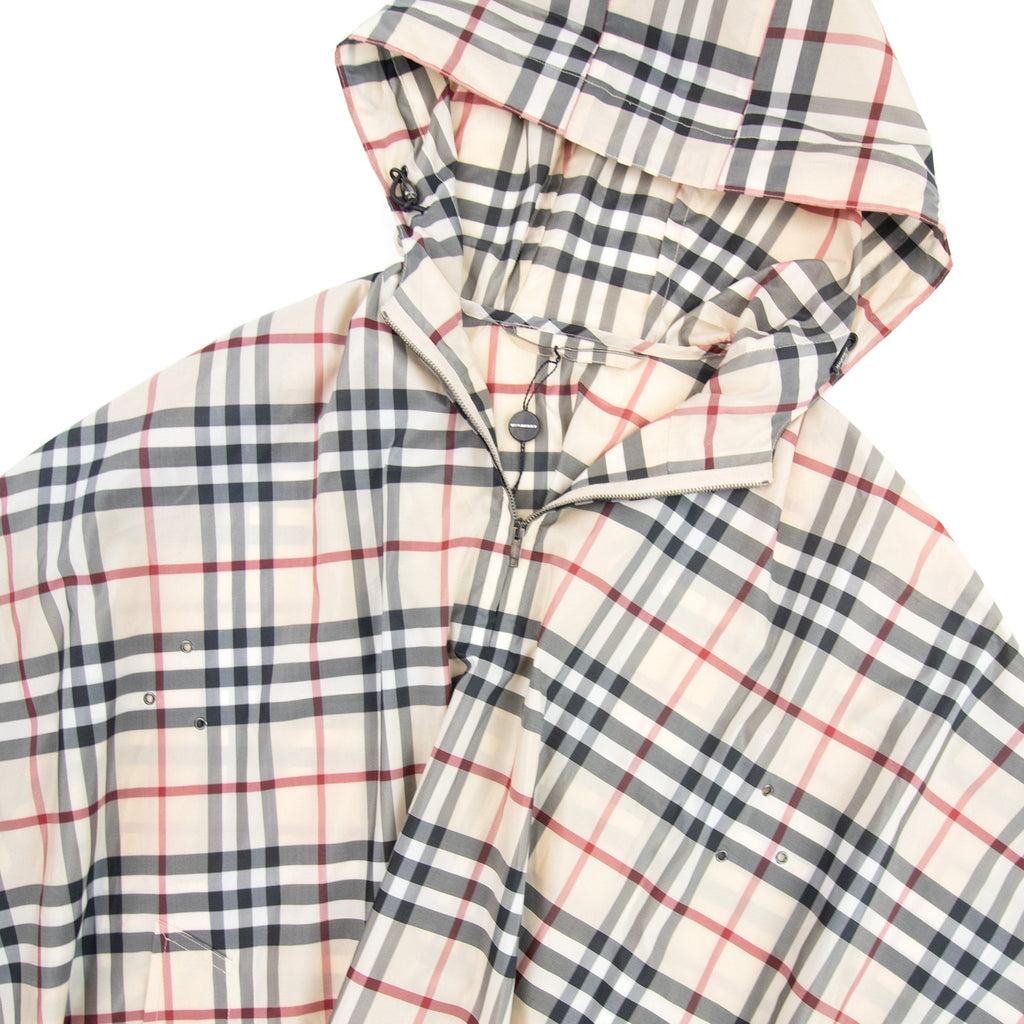 Burberry Woman Check Hoodied Poncho Camel