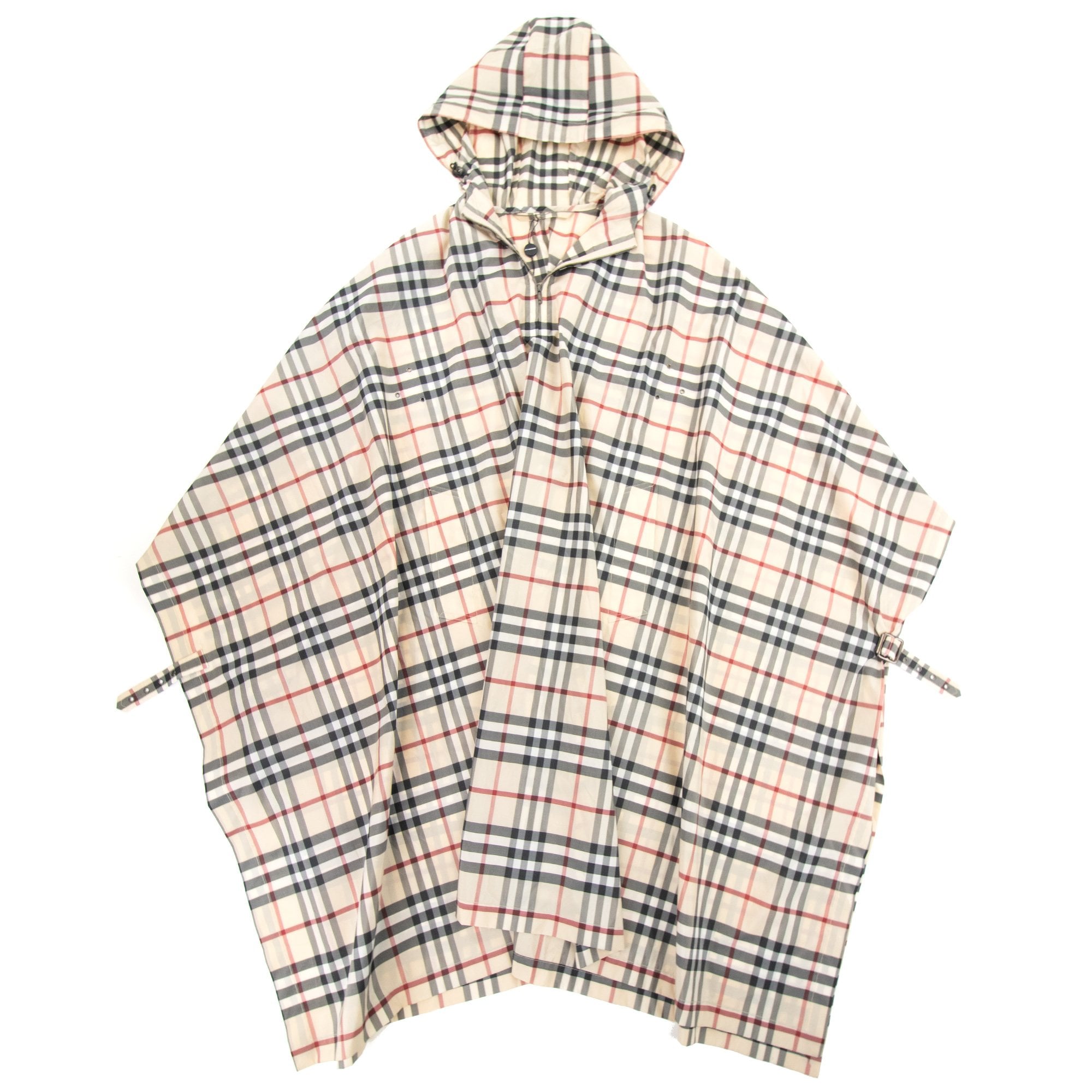 Burberry Woman Check Hoodied Poncho Camel