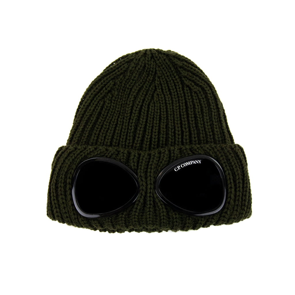 Cp Company Undersixteen Kids Merino Wool Goggle Beanie Khaki 683