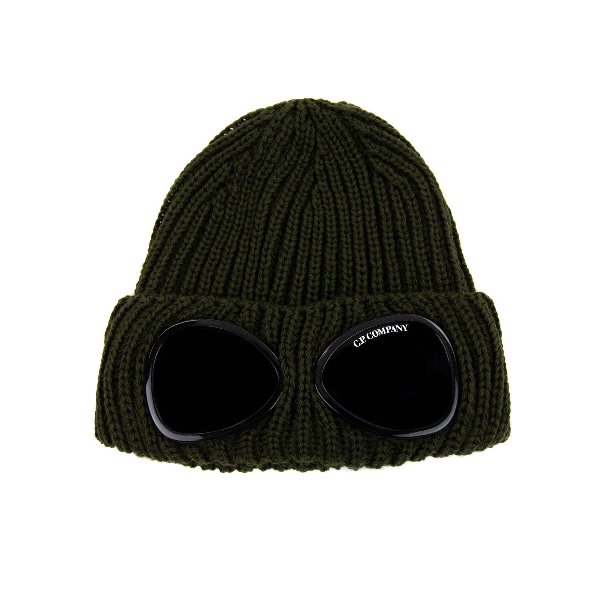 Cp Company Undersixteen Kids Merino Wool Goggle Beanie Khaki 683