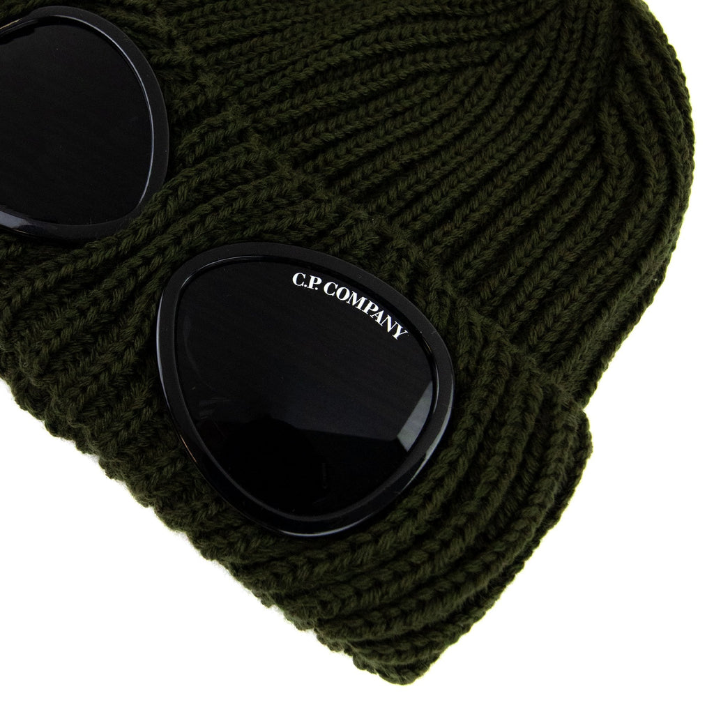 Cp Company Undersixteen Kids Merino Wool Goggle Beanie Khaki 683
