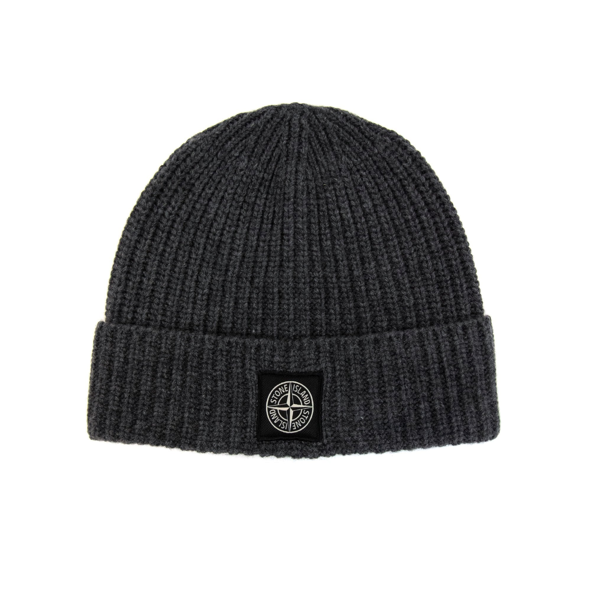 Stone Island Logo Wool Knit Beanie Grey V0m67