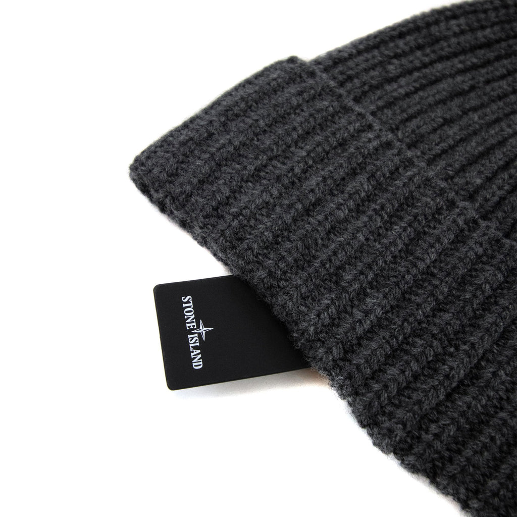 Stone Island Logo Wool Knit Beanie Grey V0m67