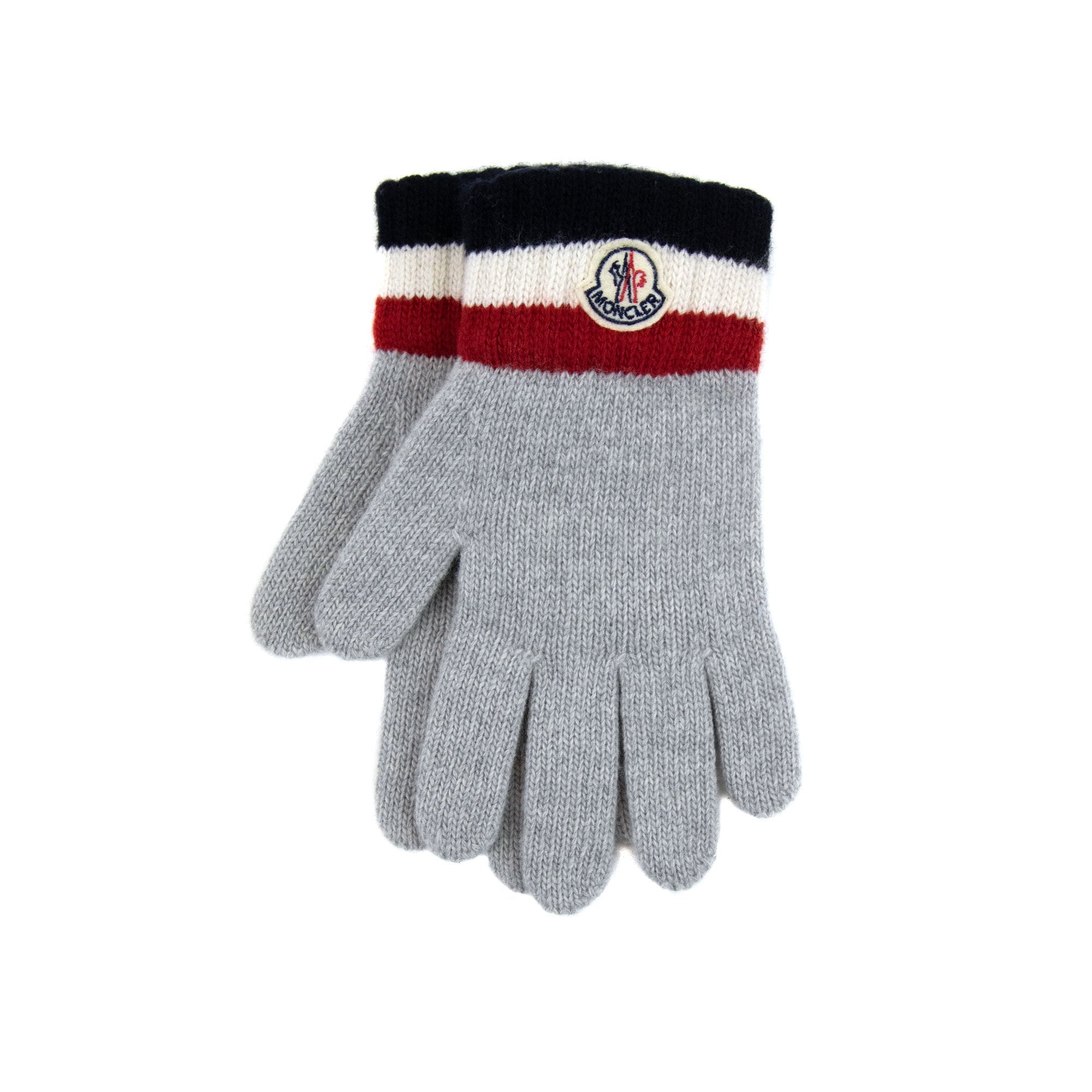 Moncler Junior Tricolor Wool Gloves Grey 986