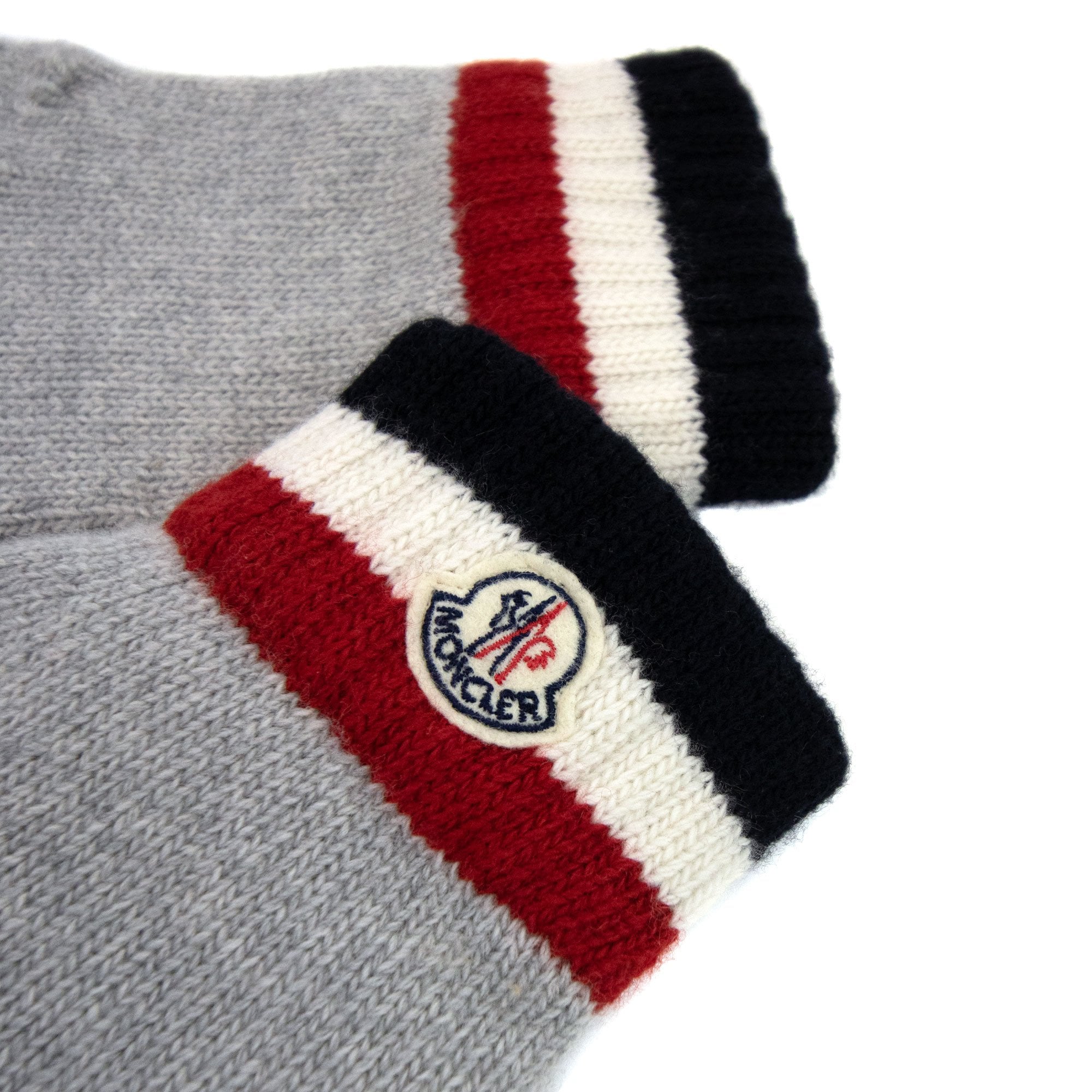 Moncler Junior Tricolor Wool Gloves Grey 986