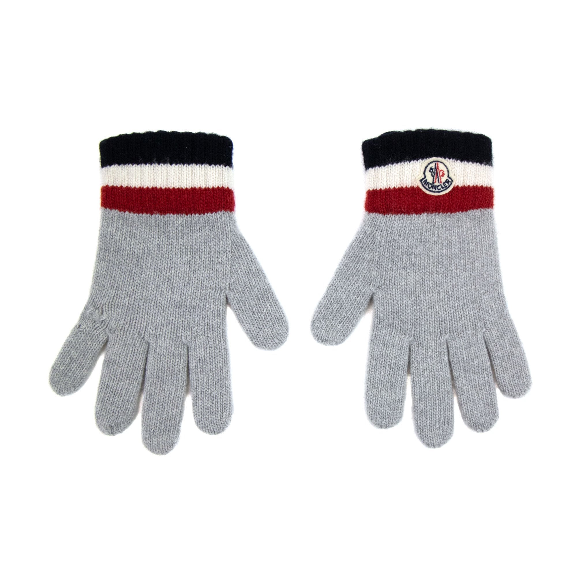 Moncler Junior Tricolor Wool Gloves Grey 986