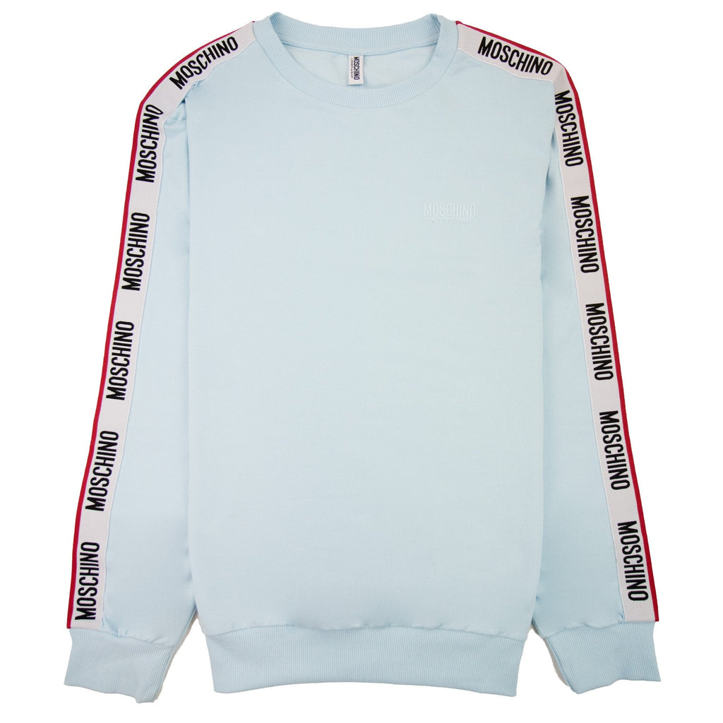 Moschino Underwear Tape Logo Crew Neck Sweatshirt Sky Blue 0332