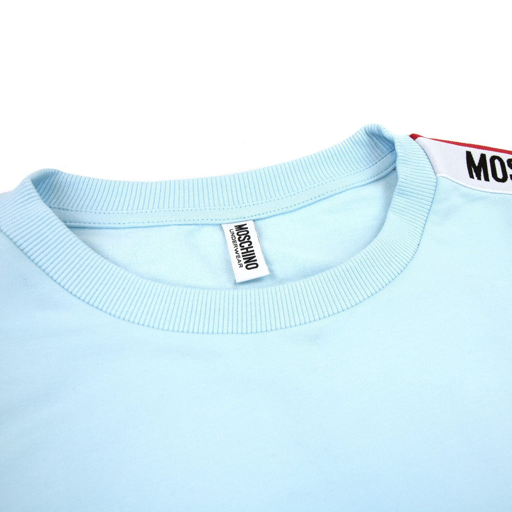 Moschino Underwear Tape Logo Crew Neck Sweatshirt Sky Blue 0332