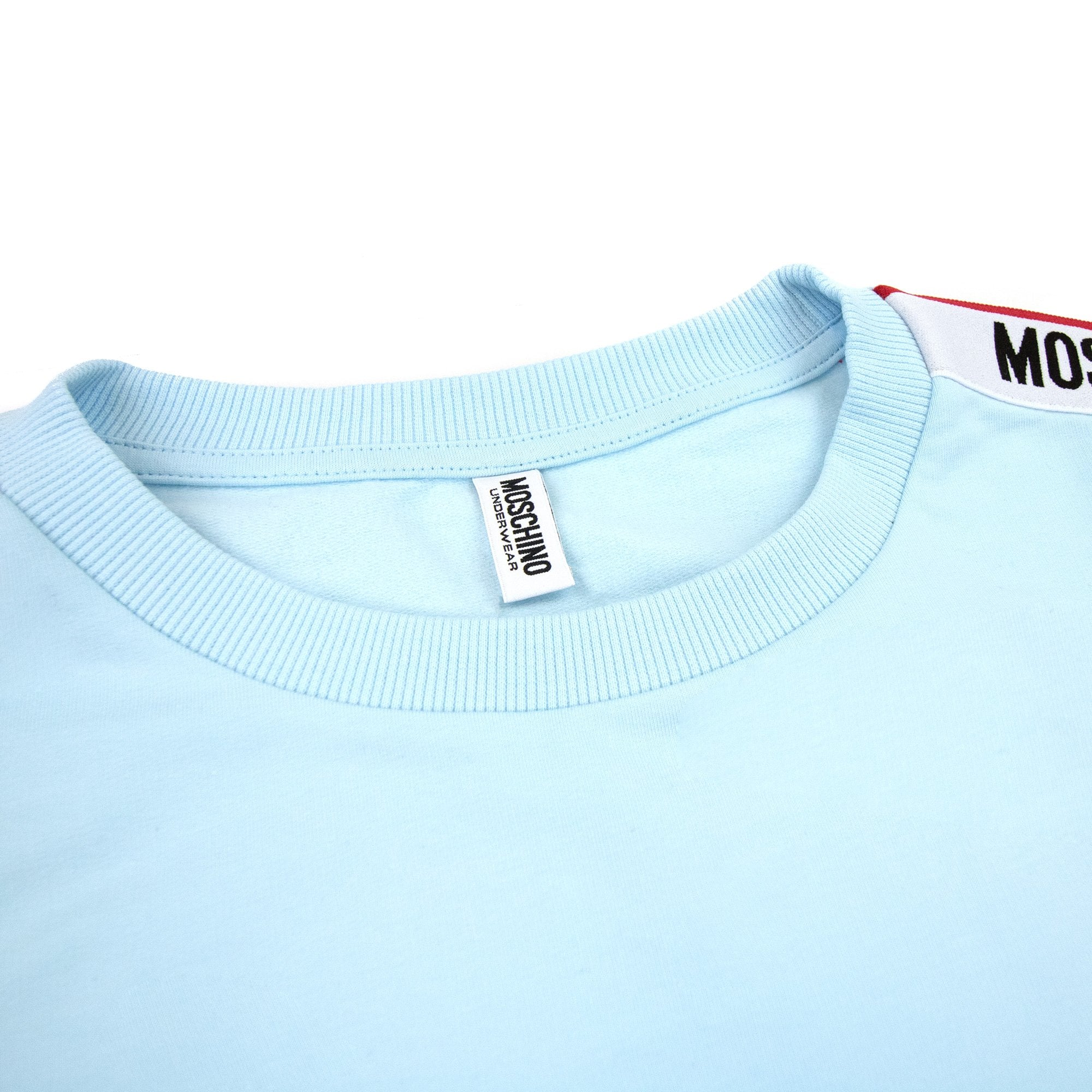 Moschino Underwear Tape Logo Crew Neck Sweatshirt Sky Blue 0332