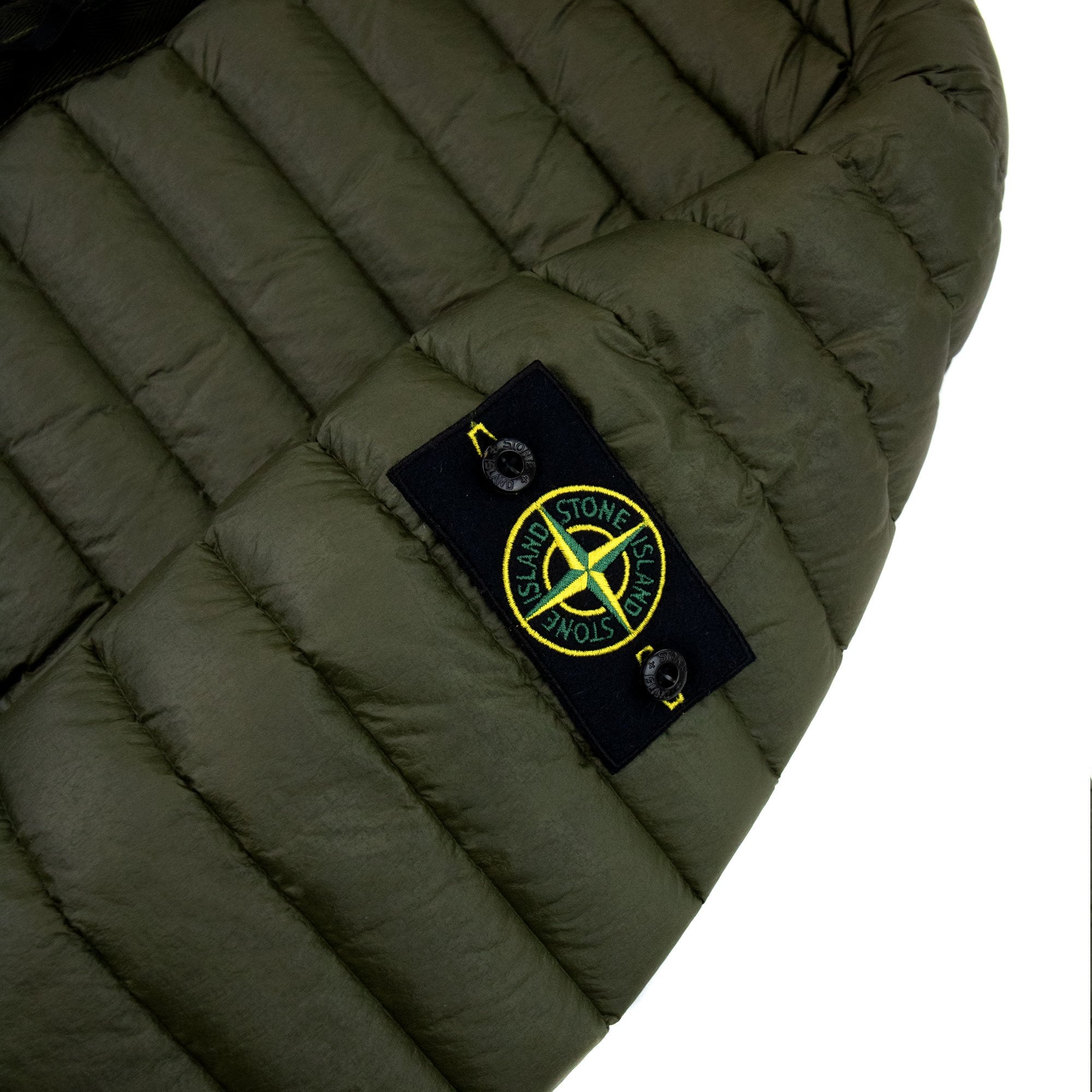 Stone Island 42324 Loom Woven Chambers R Nylon Down Jacket Khaki V0058