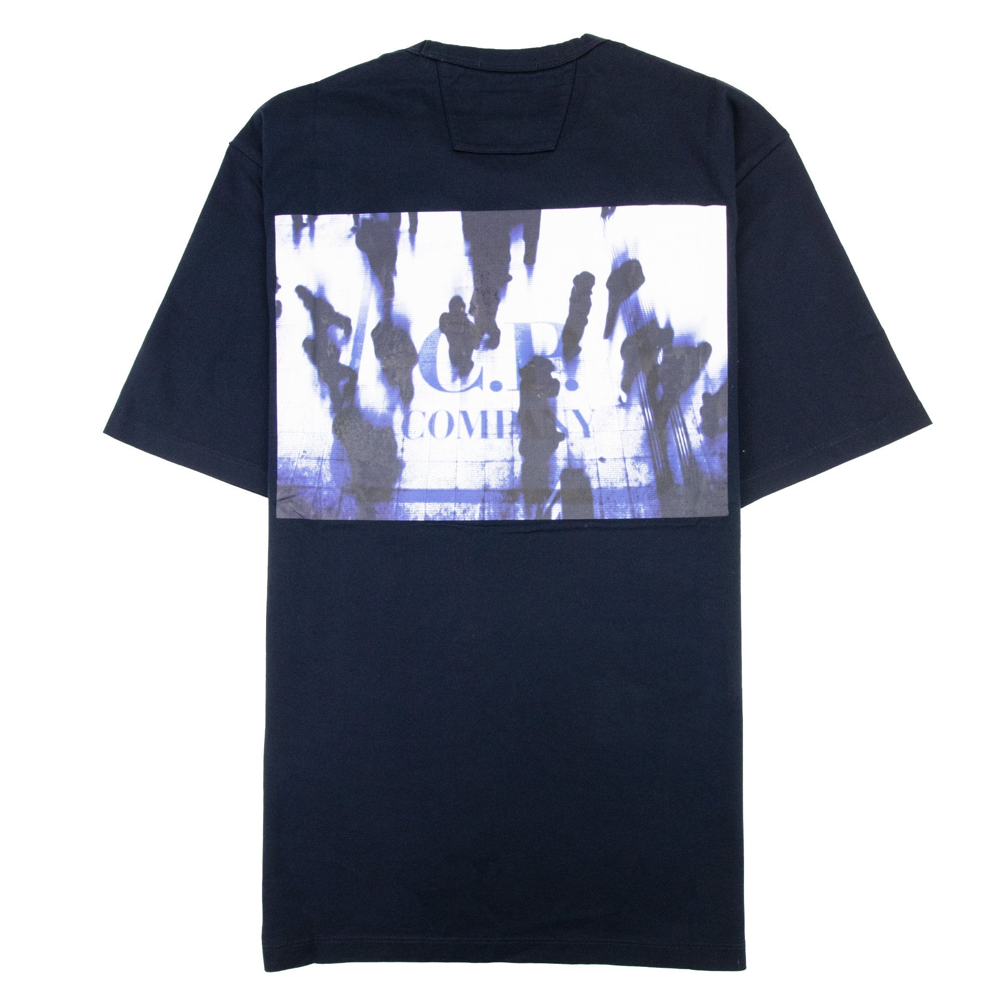 Cp Company Metropolis Series Mercerized Jersey Reverse Logo Print T Shirt Navy 888