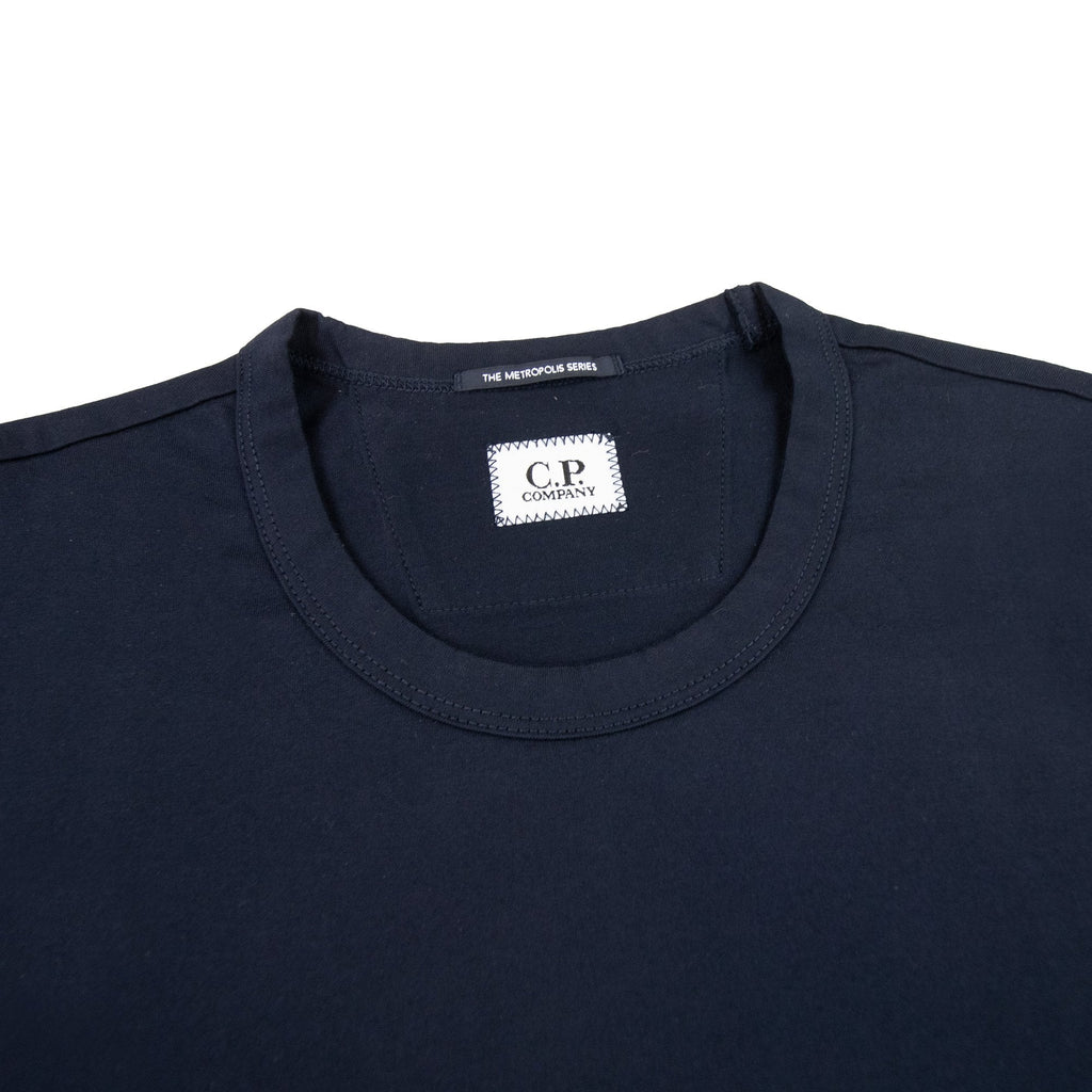 Cp Company Metropolis Series Mercerized Jersey Reverse Logo Print T Shirt Navy 888