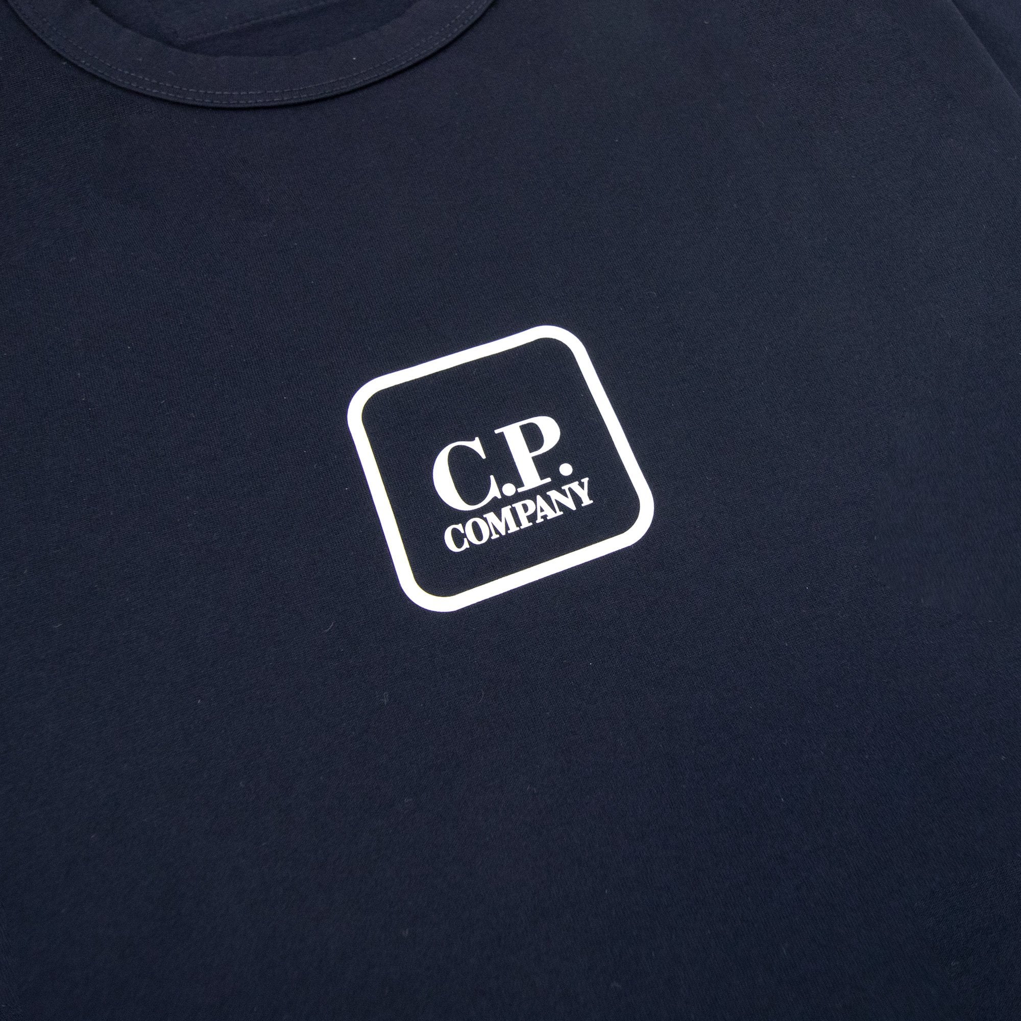Cp Company Metropolis Series Mercerized Jersey Reverse Logo Print T Shirt Navy 888