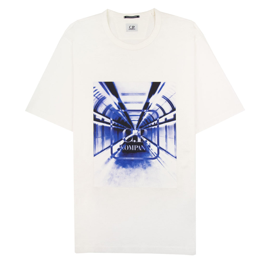 Cp Company Metropolis Series Mercerized Jersey Logo Print T Shirt White 101