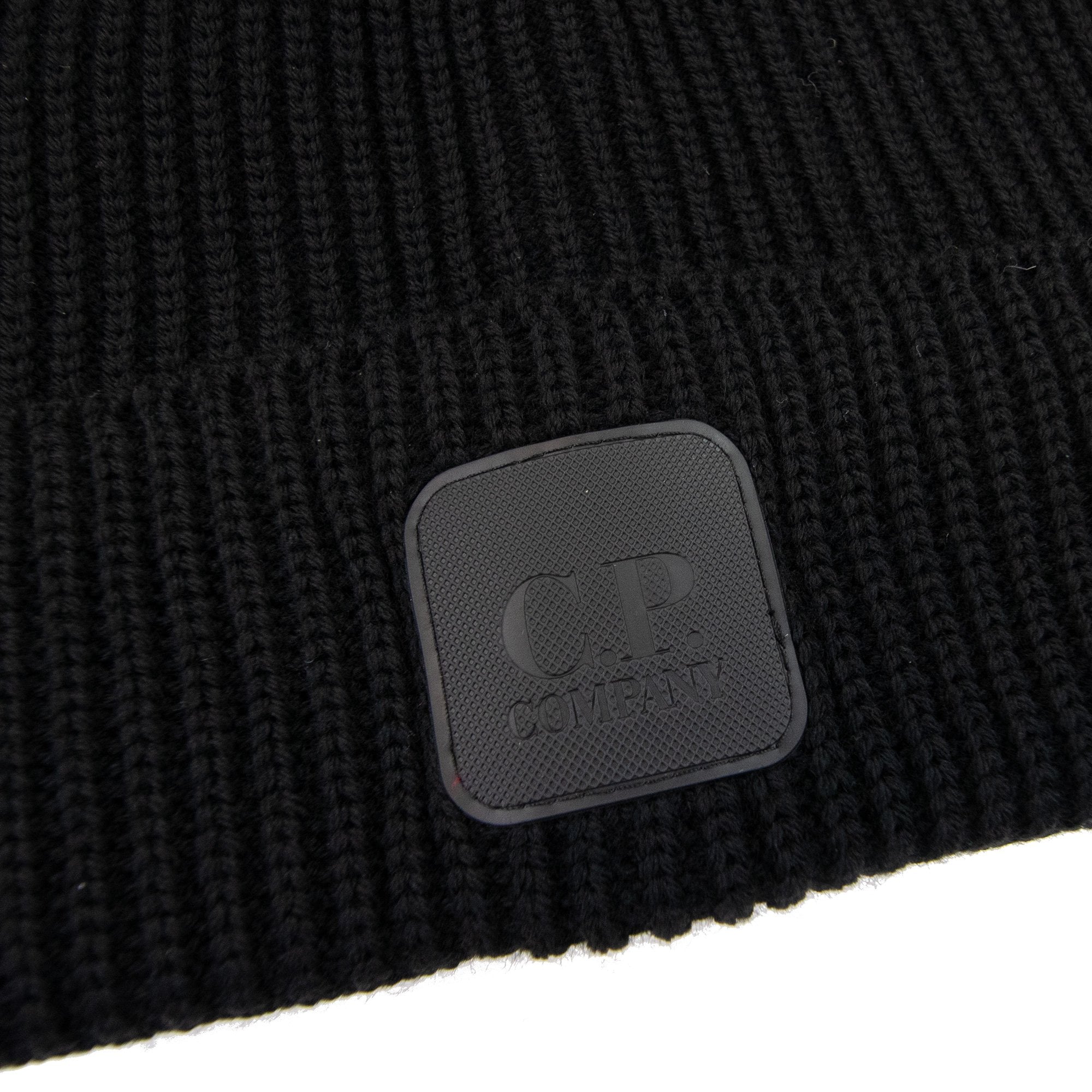 Cp Company Metropolis Series Extrafine Merino Wool Logo Beanie Black 999