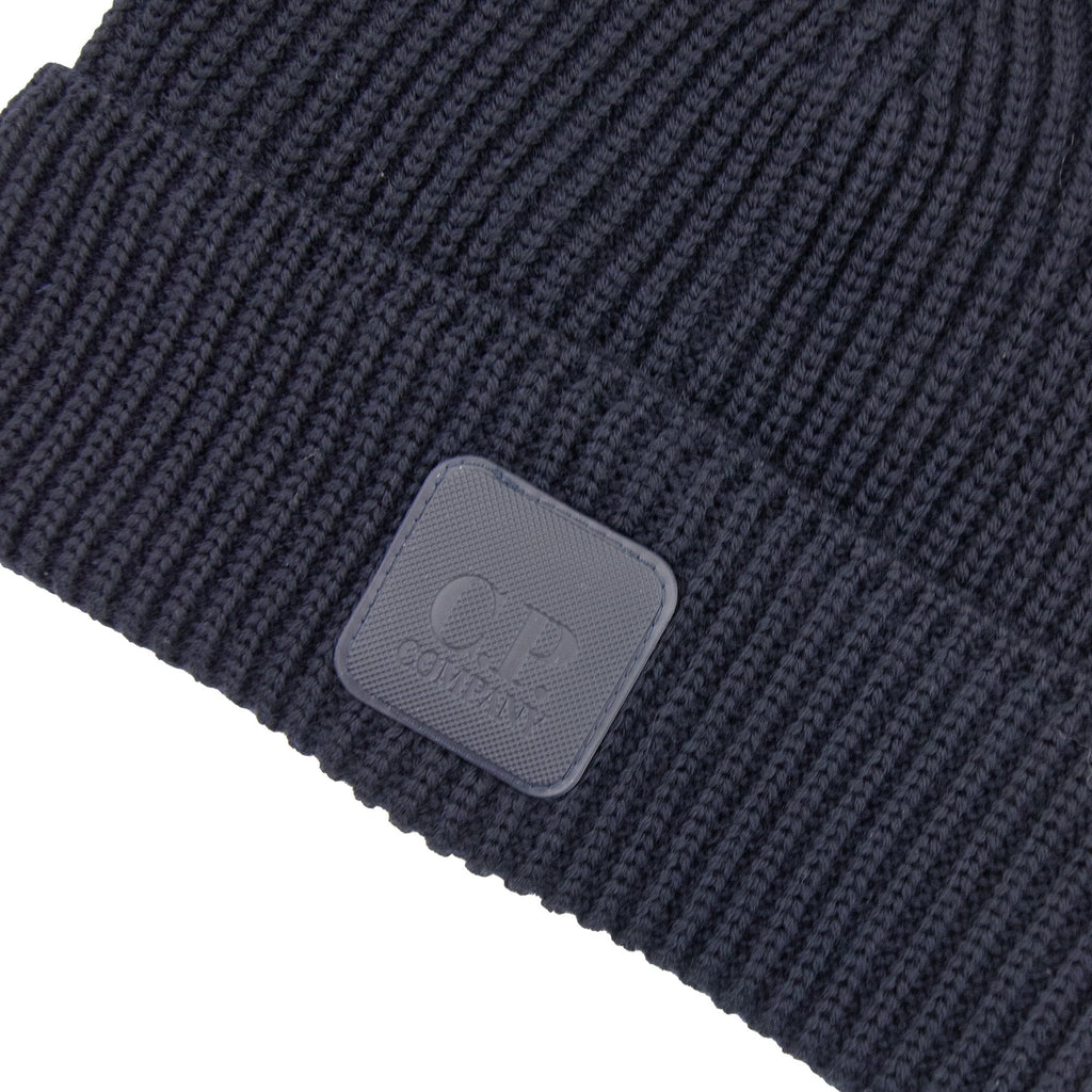Cp Company Metropolis Series Extrafine Merino Wool Logo Beanie Navy 888