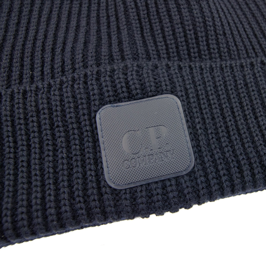 Cp Company Metropolis Series Extrafine Merino Wool Logo Beanie Navy 888