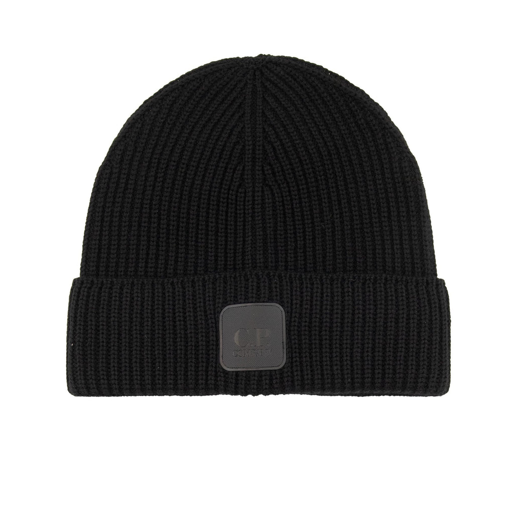 Cp Company Metropolis Series Extrafine Merino Wool Logo Beanie Black 999