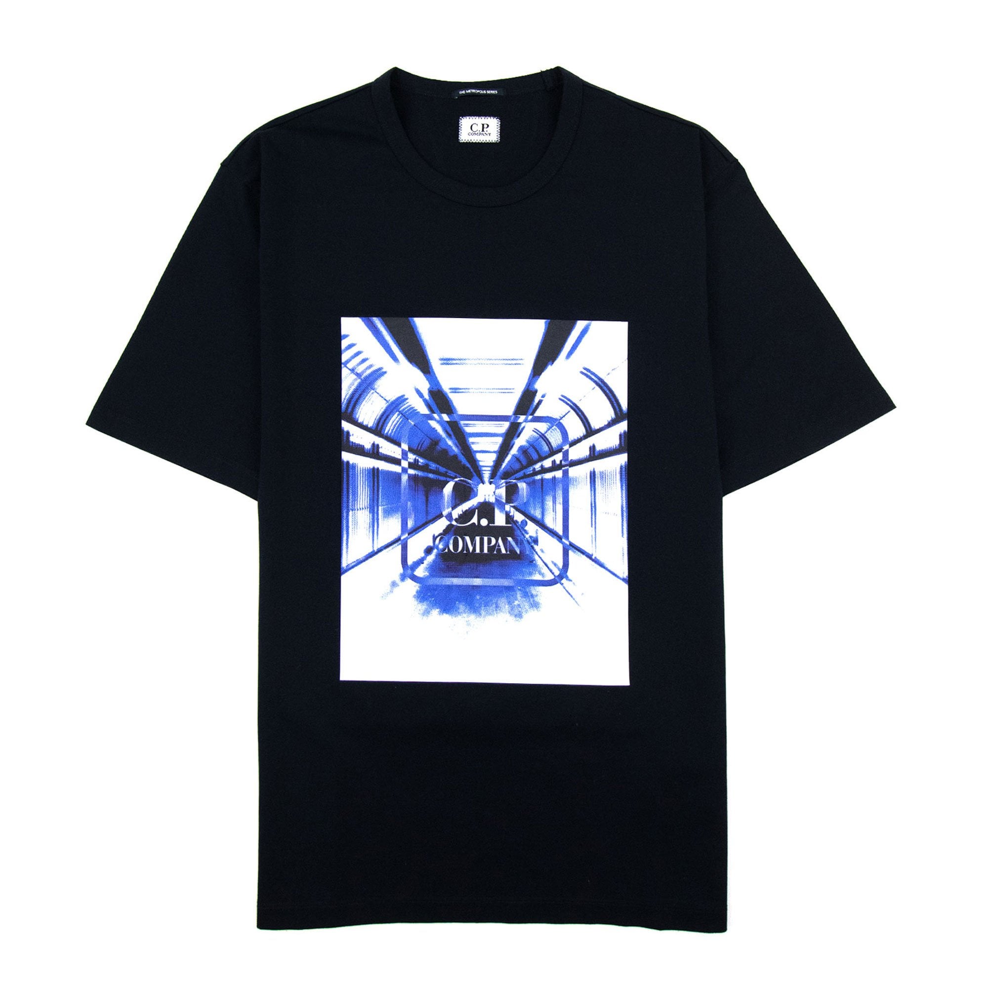 Cp Company Metropolis Series Mercerized Jersey Logo Print T Shirt Navy 888