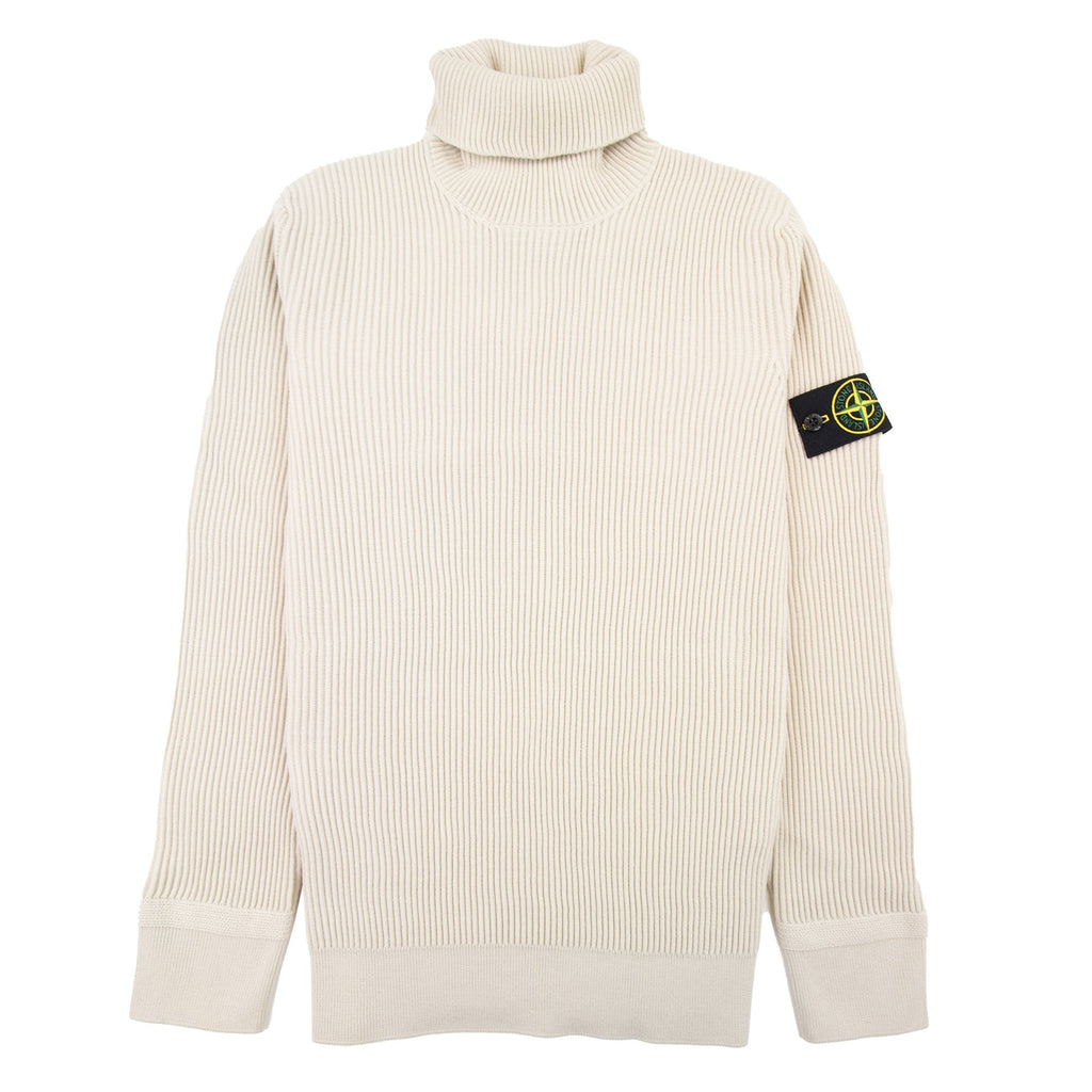 Stone Island 552c2 Turtleneck Knit In Full Rib Wool Stucco V0097
