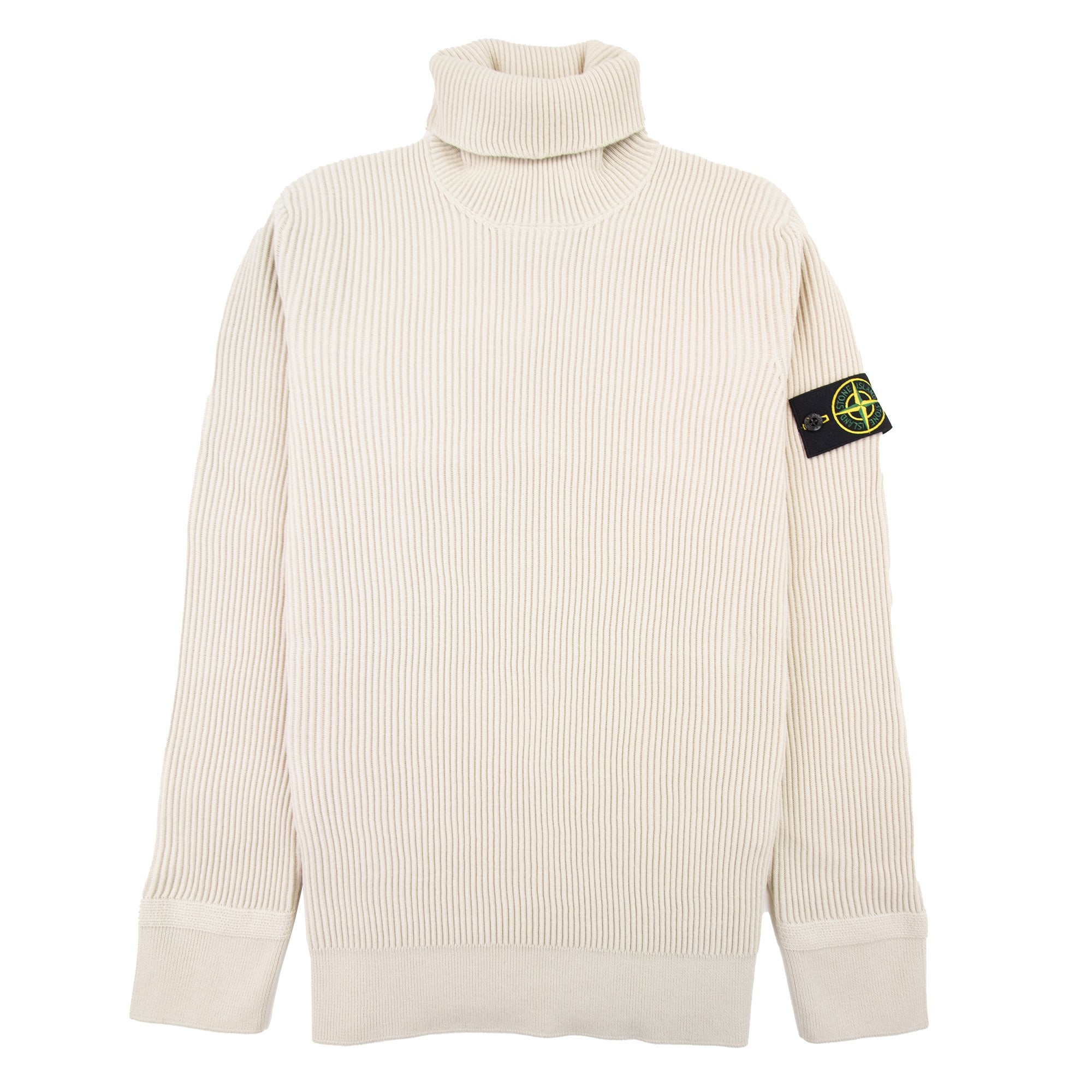 Stone Island 552c2 Turtleneck Knit In Full Rib Wool Stucco V0097