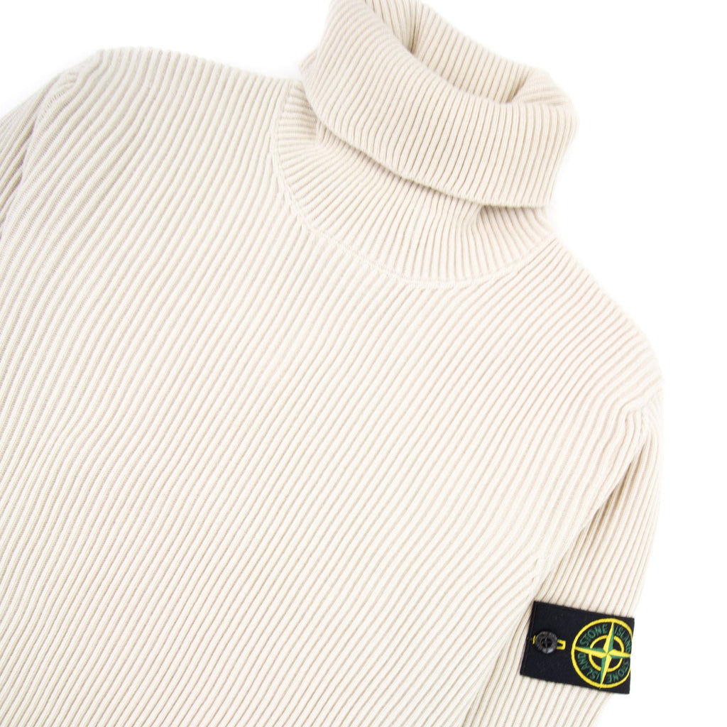 Stone Island 552c2 Turtleneck Knit In Full Rib Wool Stucco V0097