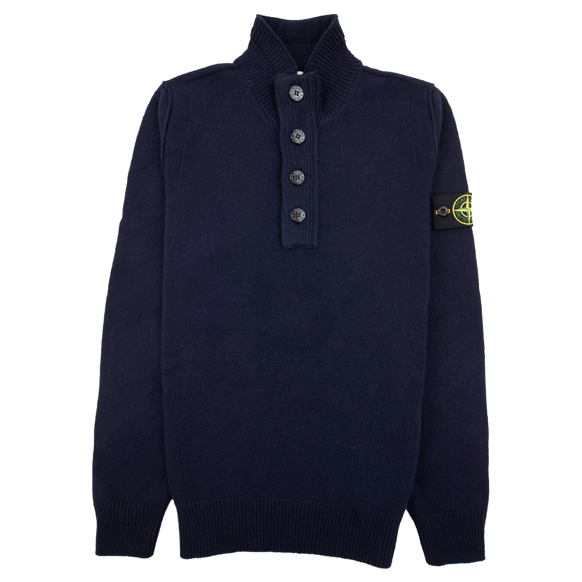 Stone Island 540a3 Half Zip Knit In Lambswool Pop Over Sweater Navy A0020
