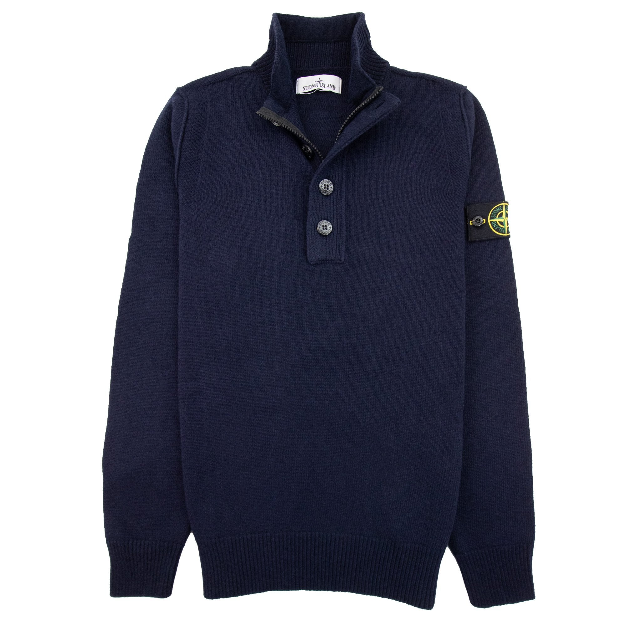 Stone Island 540a3 Half Zip Knit In Lambswool Pop Over Sweater
