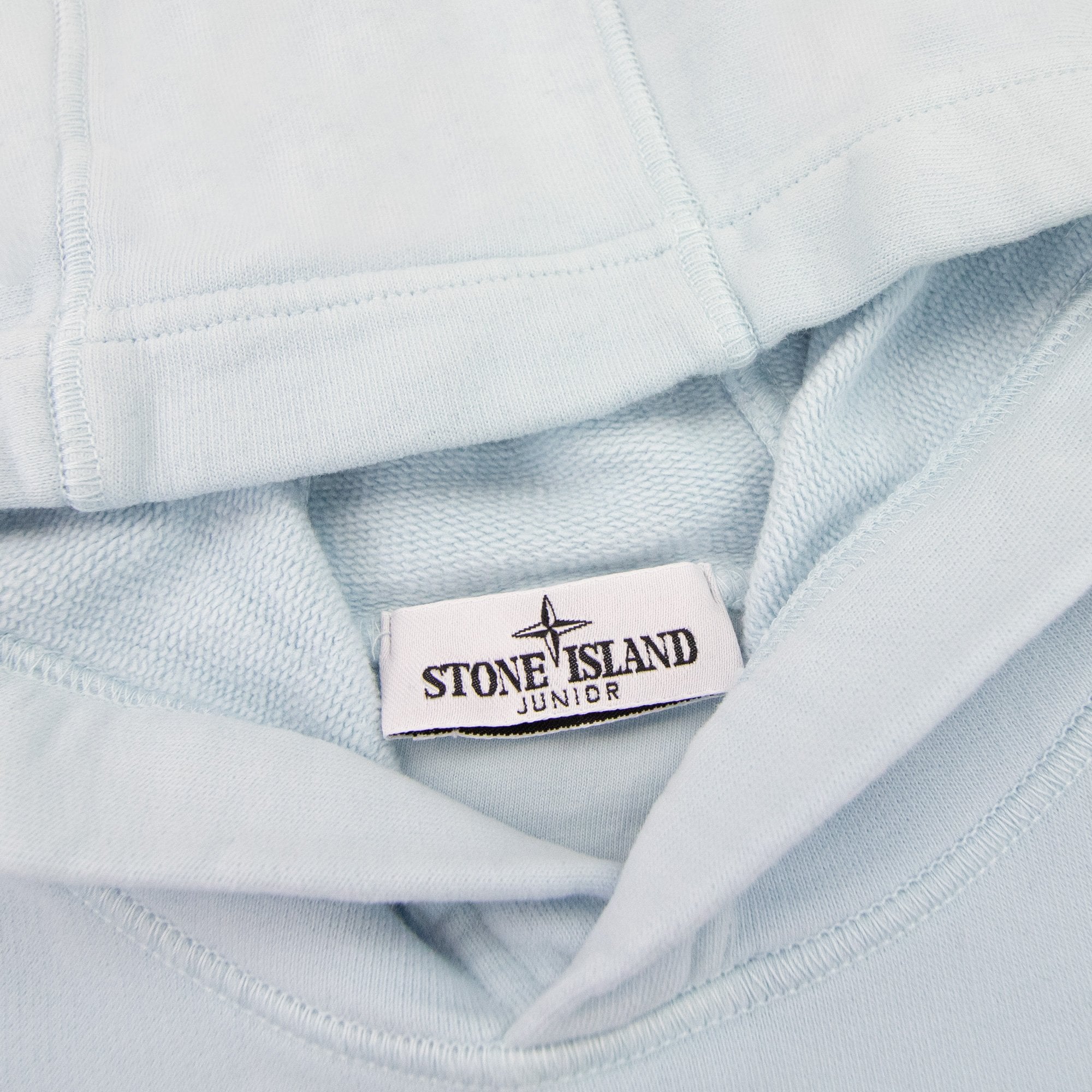 Stone Island Junior Arm Badge Hooded Sweatshirt Sky Blue V0041