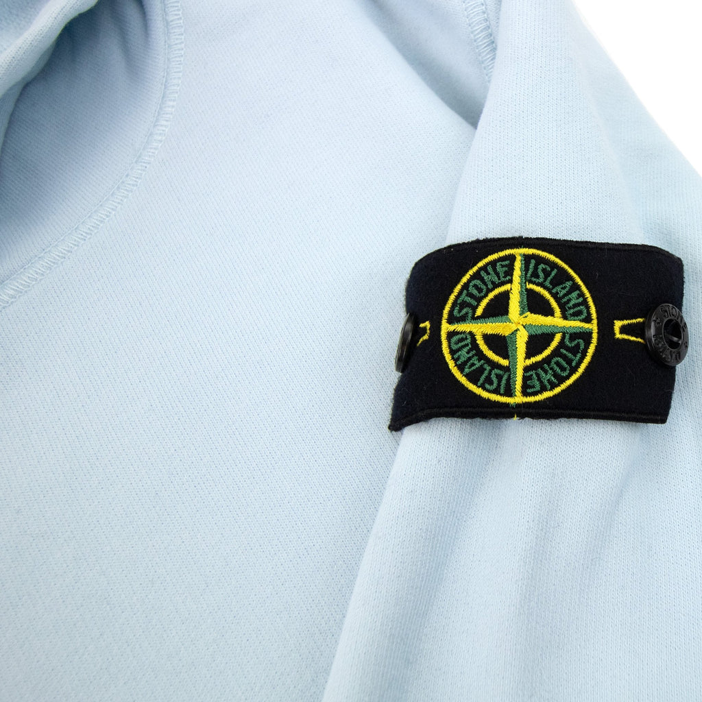 Stone Island Junior Arm Badge Hooded Sweatshirt Sky Blue V0041