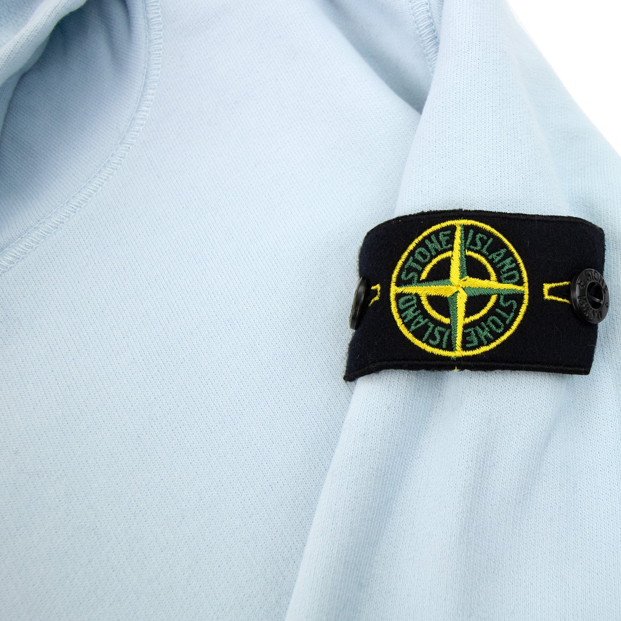 Stone Island Junior Arm Badge Hooded Sweatshirt Sky Blue V0041