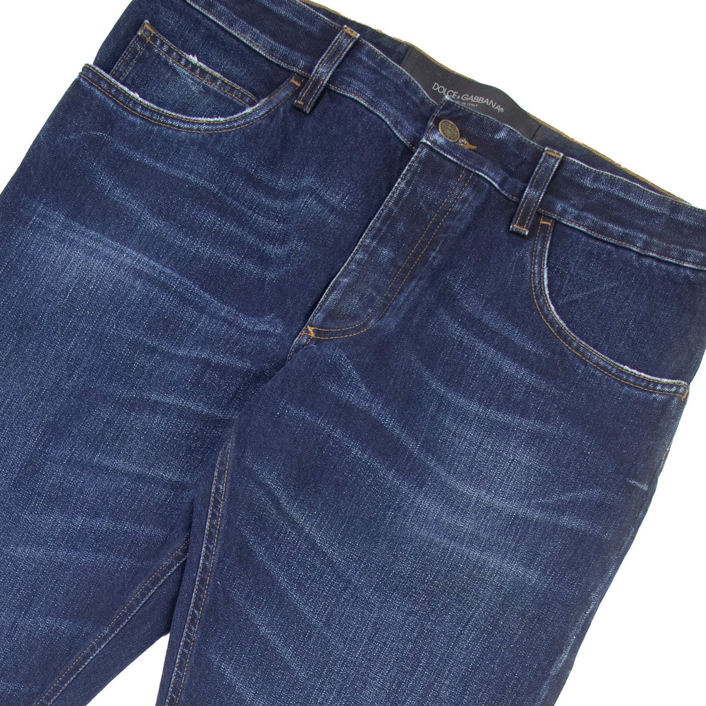 Dolce & Gabbana Classic 18 Rubber Logo Jeans Denim Blue