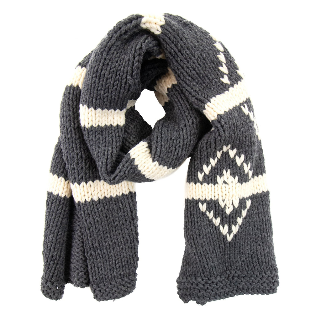 Prada Intarsio Hand Made Knitted Scarf Dark Grey