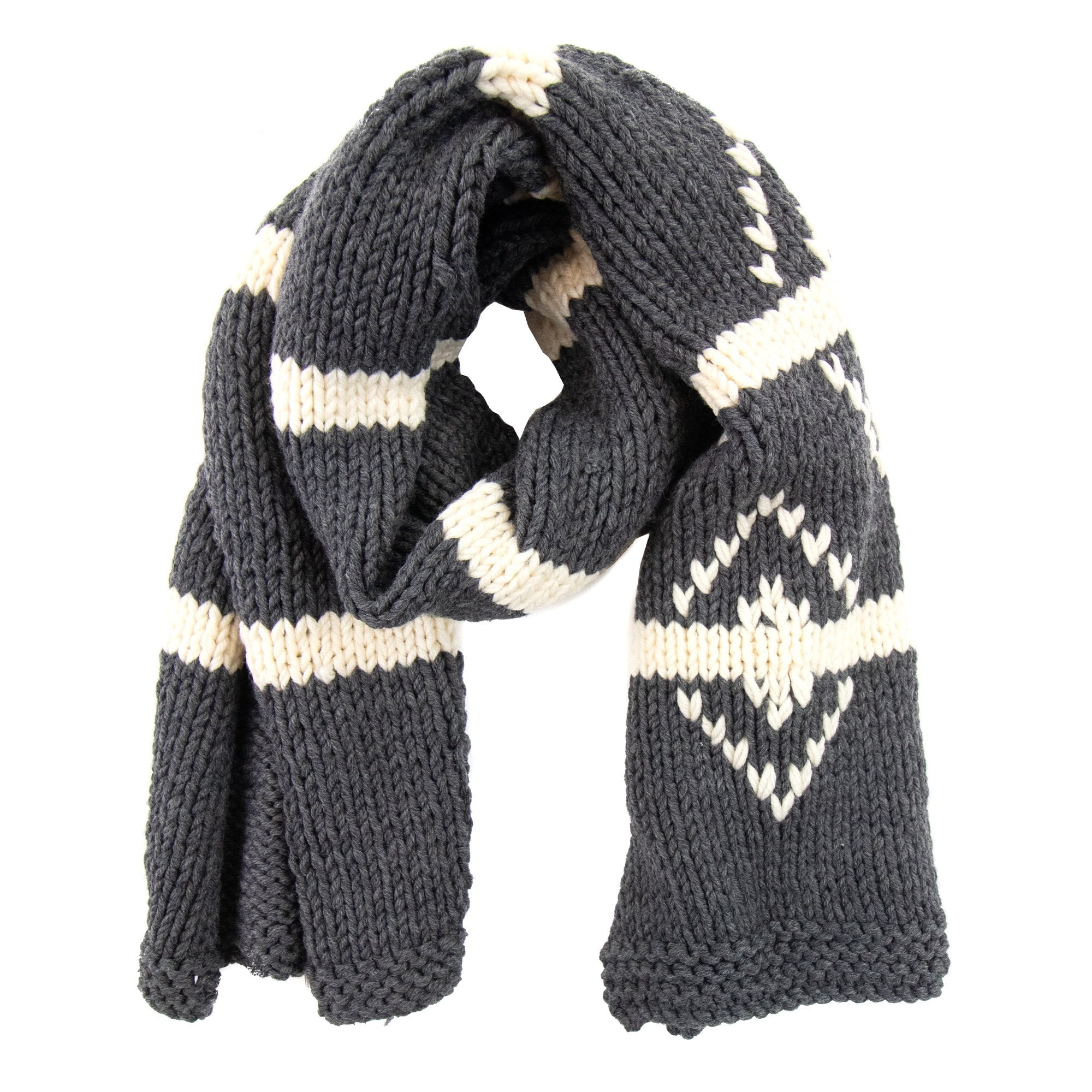 Prada Intarsio Hand Made Knitted Scarf Dark Grey