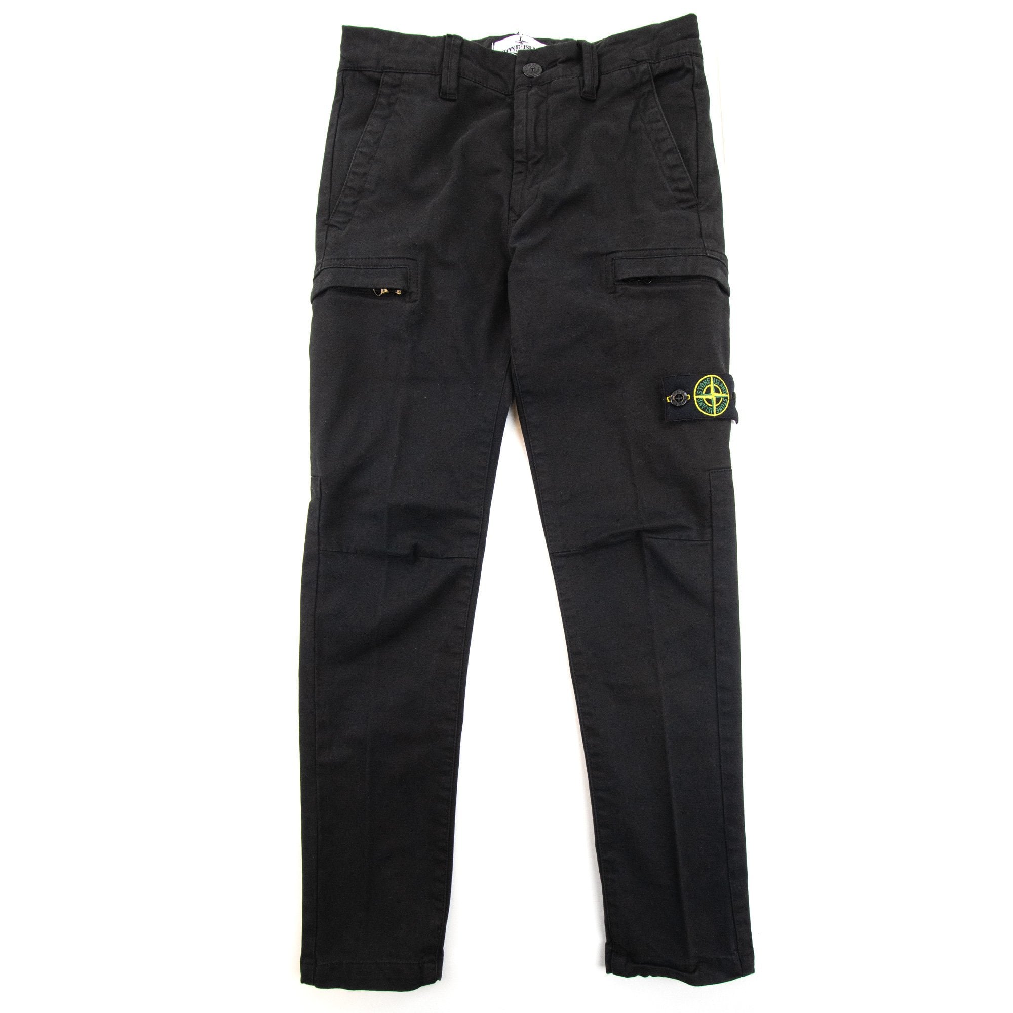 Stone Island Junior 31014 Stretch Broken Twil Cargo Pant Black V0029