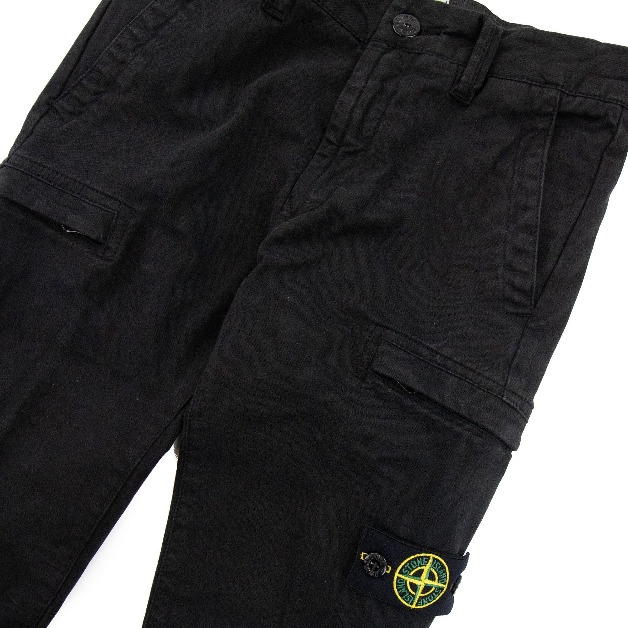 Stone Island Junior 31014 Stretch Broken Twil Cargo Pant Black V0029