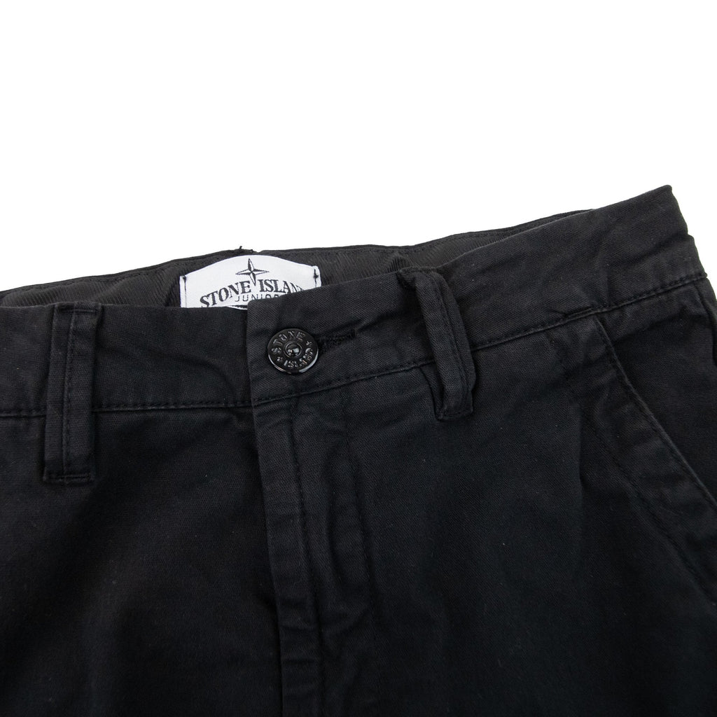 Stone Island Junior 31014 Stretch Broken Twil Cargo Pant Black V0029